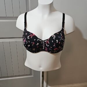 Torrid Black Bra with Pink Floral Pattern